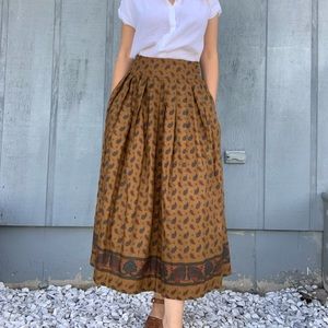 Ruff Hewn Prairie Paisley Pleated Yoke Midi Skirt